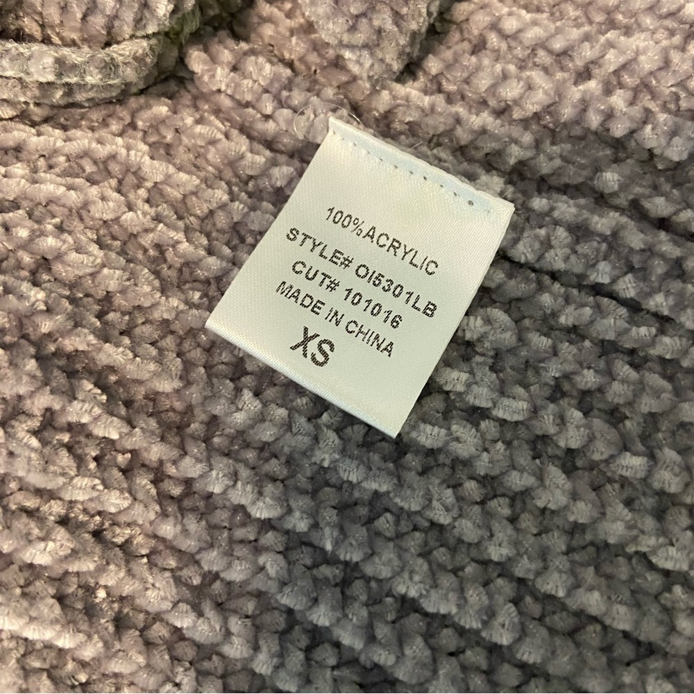 LBLC the Label Heather Light Gray Sherry Cardigan Chenille Sweater XS Duster - Picture 12 of 13